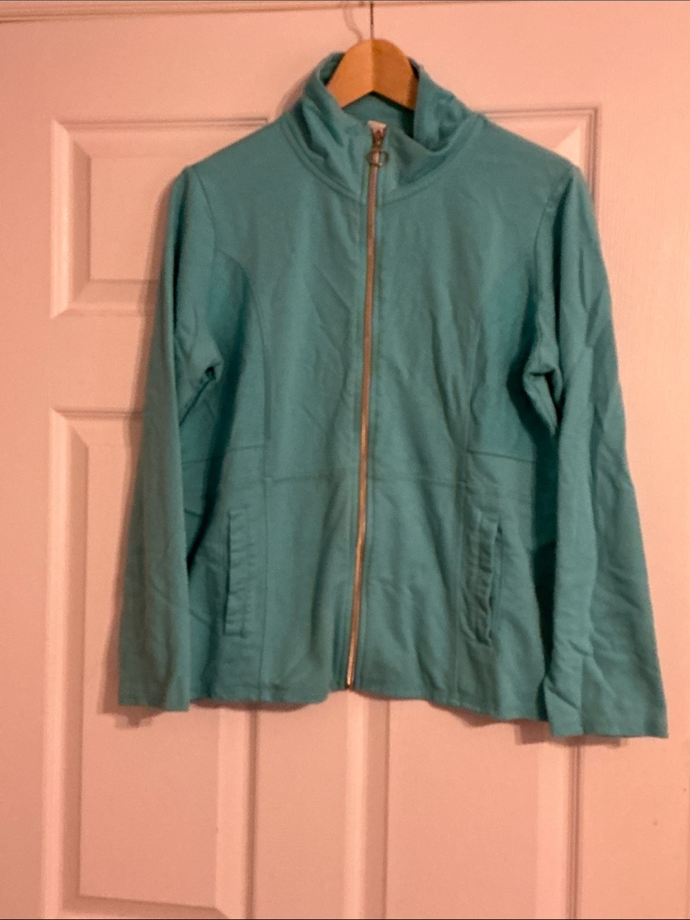 Vintage Teal  Zip-Up Athleisure Jacket with Stand Collar